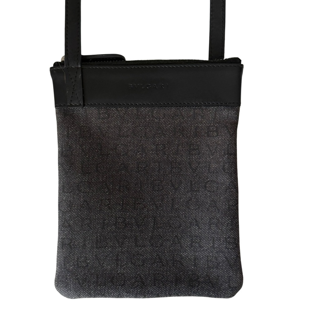BVLGARI Logo Mania Black Denim Crossbody Bag